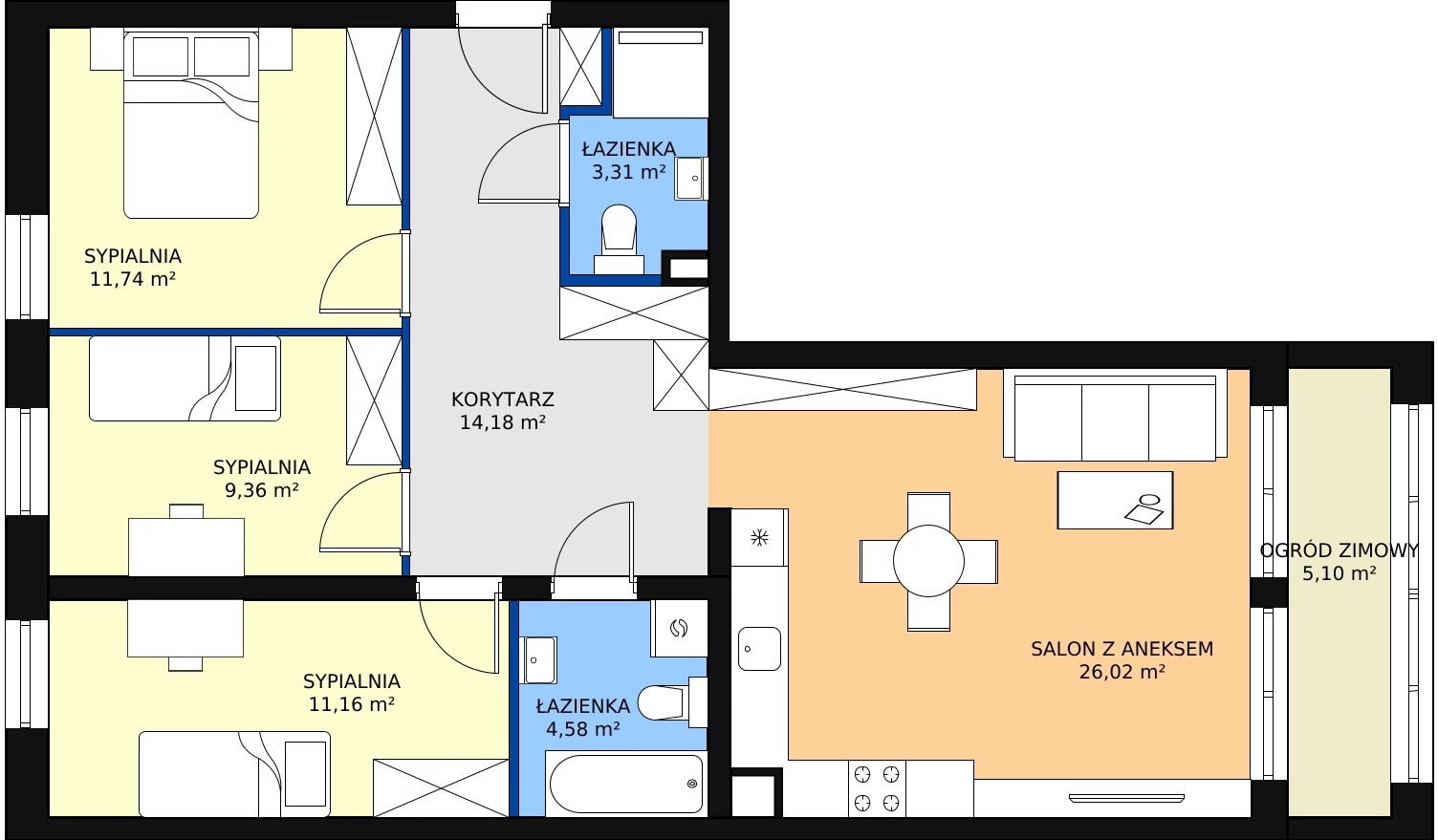 Zalety mieszkania 85.45 m², C1/B/03