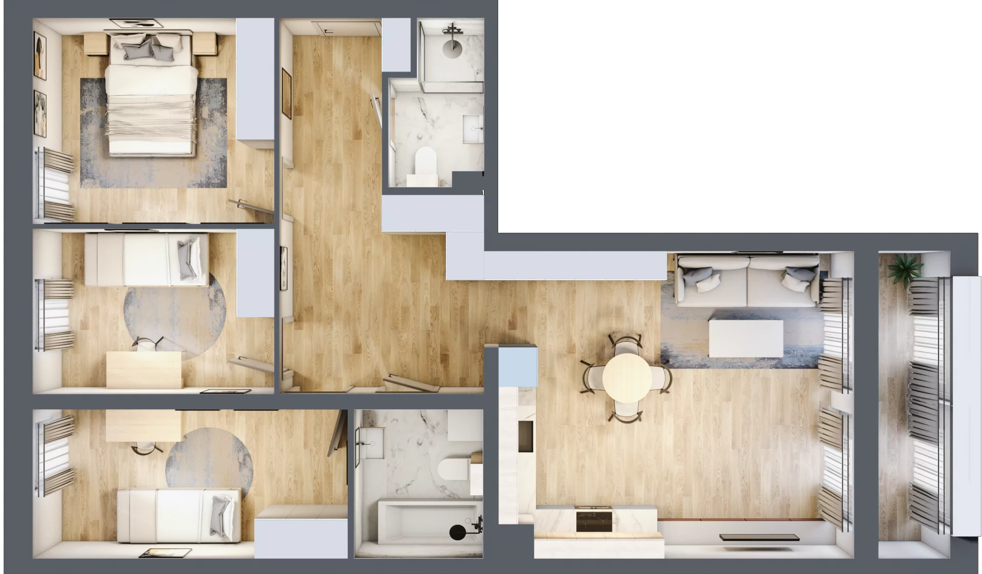 4 pokoje, mieszkanie 85,45 m², parter, oferta nr C1/B/03, Orawska Vita II, Wrocław, Ołtaszyn, Krzyki, ul. Orawska 73