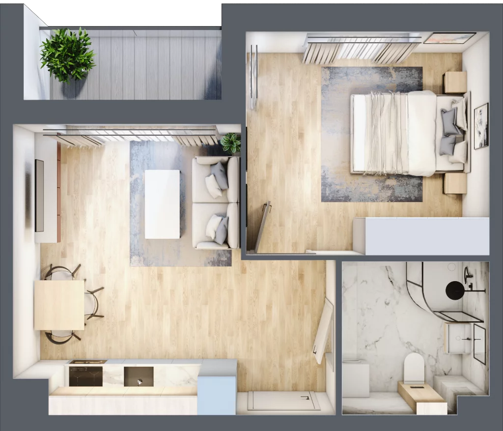 2 pokoje, mieszkanie 38,45 m², parter, oferta nr C1/C/03, Orawska Vita II, Wrocław, Ołtaszyn, Krzyki, ul. Orawska 73