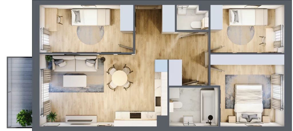 4 pokoje, mieszkanie 68,33 m², piętro 2, oferta nr C1/C/20, Orawska Vita II, Wrocław, Ołtaszyn, Krzyki, ul. Orawska 73