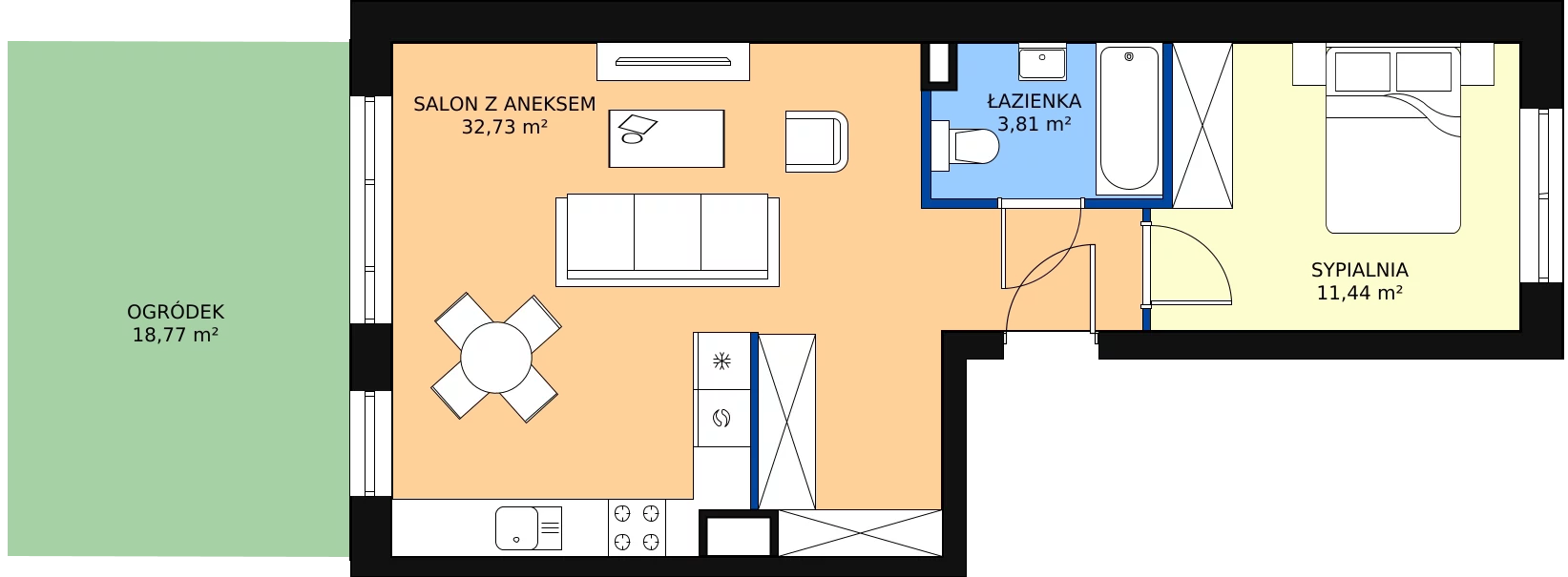 Zalety mieszkania 47.98 m², C1/A/03