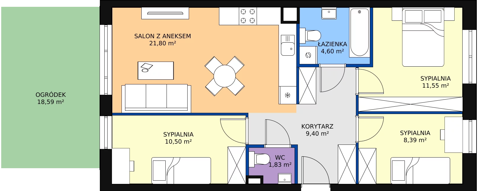 Zalety mieszkania 68.09 m², C1/D/01
