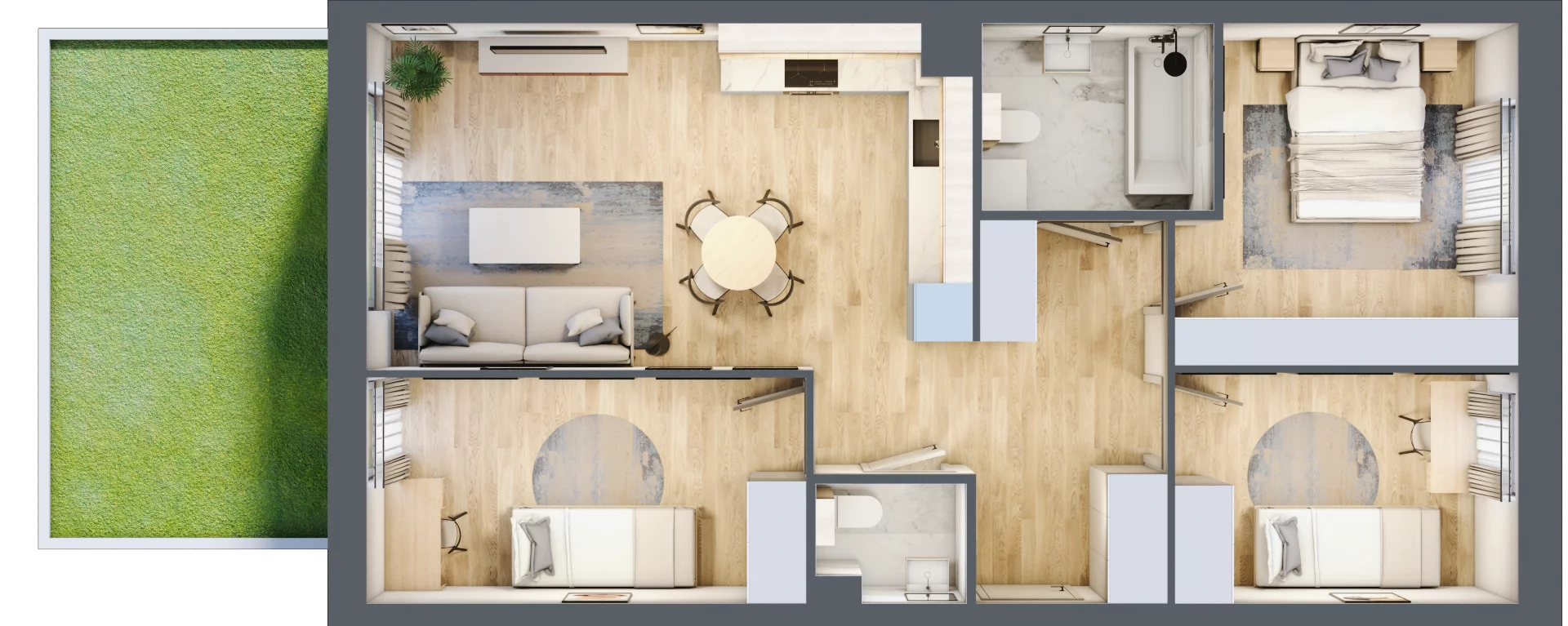 4 pokoje, mieszkanie 68,09 m², parter, oferta nr C1/D/01, Orawska Vita II, Wrocław, Ołtaszyn, Krzyki, ul. Orawska 73