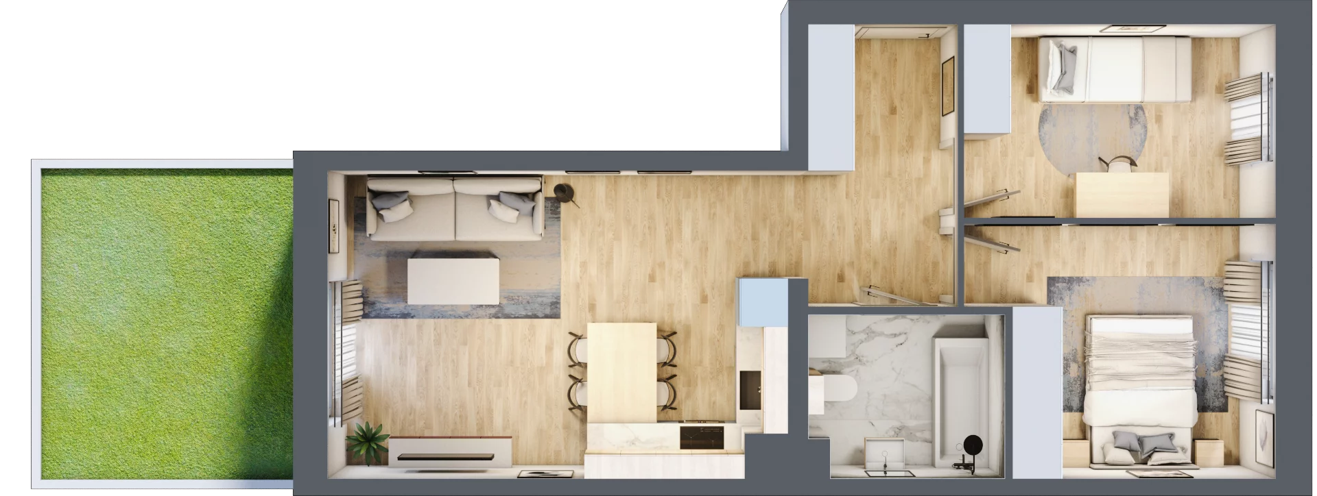 3 pokoje, mieszkanie 54,37 m², parter, oferta nr C1/A/01, Orawska Vita II, Wrocław, Ołtaszyn, Krzyki, ul. Orawska 73
