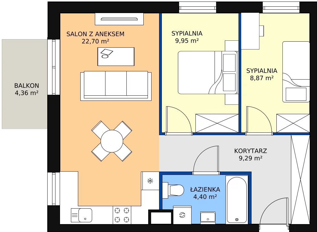 Zalety mieszkania 55.21 m², C1/B/11
