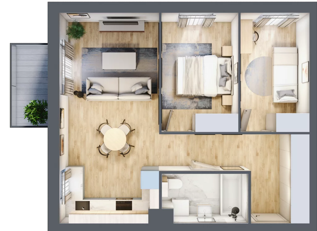 3 pokoje, mieszkanie 55,21 m², piętro 2, oferta nr C1/B/11, Orawska Vita II, Wrocław, Ołtaszyn, Krzyki, ul. Orawska 73