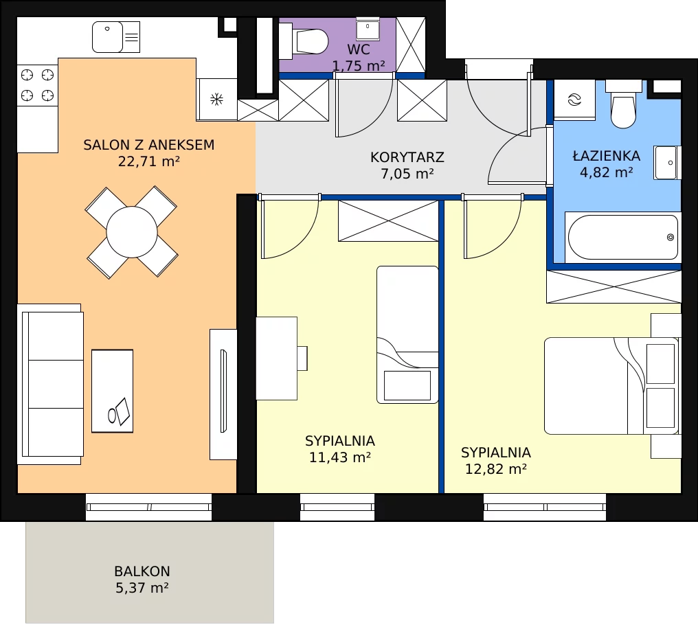 Zalety mieszkania 60.58 m², C1/C/15
