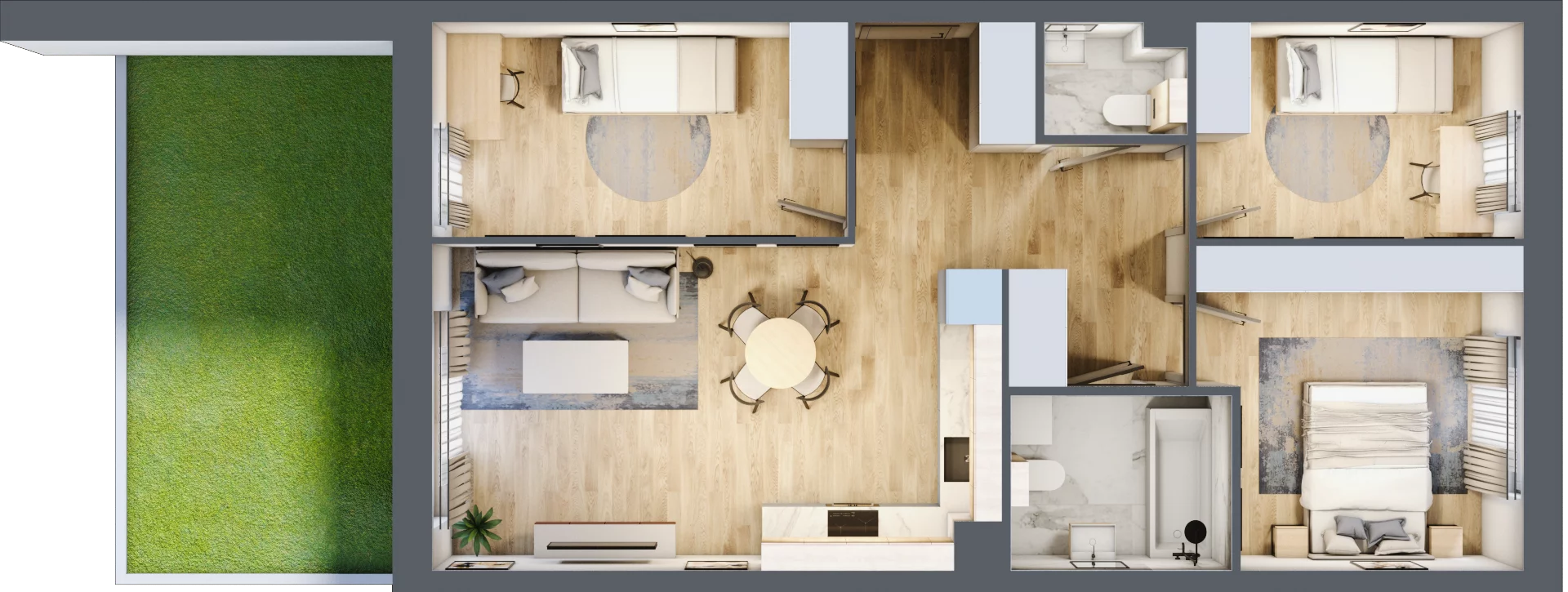 4 pokoje, mieszkanie 68,07 m², parter, oferta nr C1/C/06, Orawska Vita II, Wrocław, Ołtaszyn, Krzyki, ul. Orawska 73