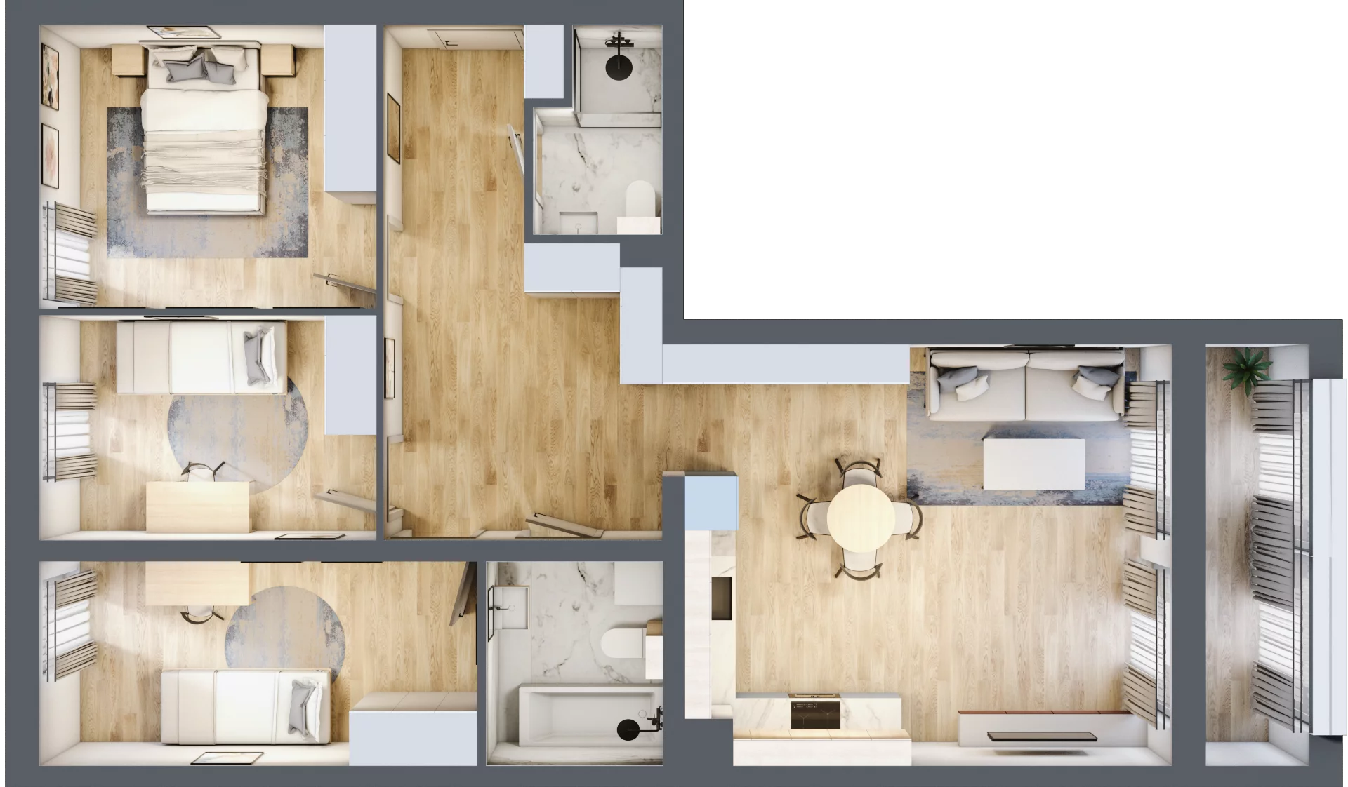 4 pokoje, mieszkanie 85,28 m², piętro 2, oferta nr C1/B/13, Orawska Vita II, Wrocław, Ołtaszyn, Krzyki, ul. Orawska 73