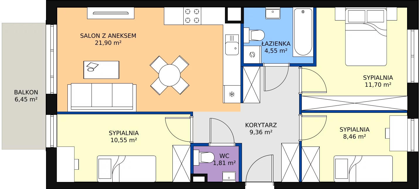 Zalety mieszkania 68.35 m², C1/D/06