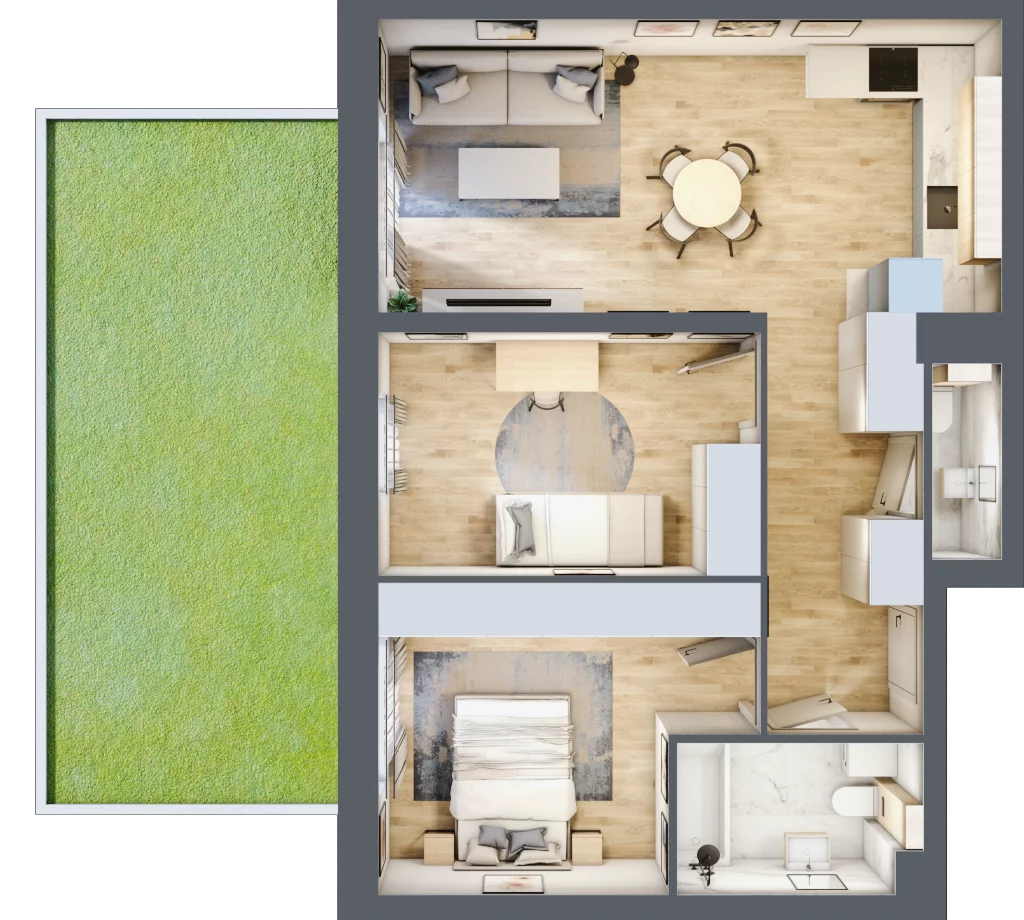 3 pokoje, mieszkanie 60,78 m², parter, oferta nr C1/C/01, Orawska Vita II, Wrocław, Ołtaszyn, Krzyki, ul. Orawska 73