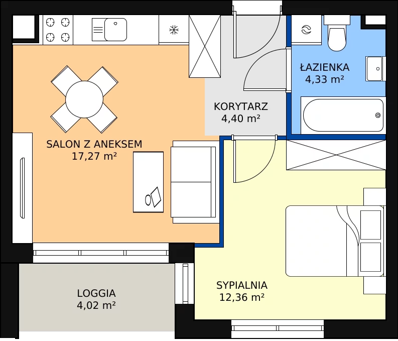 Zalety mieszkania 38.36 m², C2/F/10
