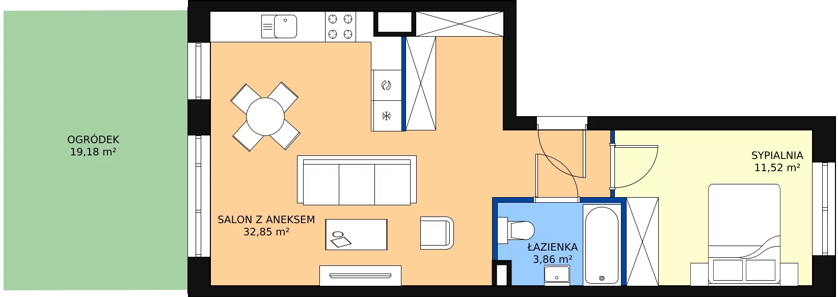 Zalety mieszkania 48.23 m², C2/H/01