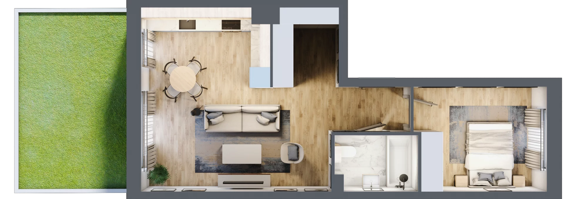 2 pokoje, mieszkanie 48,23 m², parter, oferta nr C2/H/01, Orawska Vita II, Wrocław, Ołtaszyn, Krzyki, ul. Orawska 73