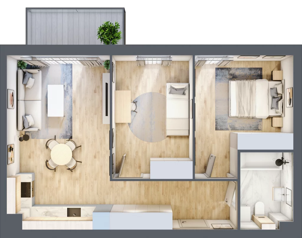 3 pokoje, mieszkanie 58,47 m², piętro 2, oferta nr C2/F/20, Orawska Vita II, Wrocław, Ołtaszyn, Krzyki, ul. Orawska 73