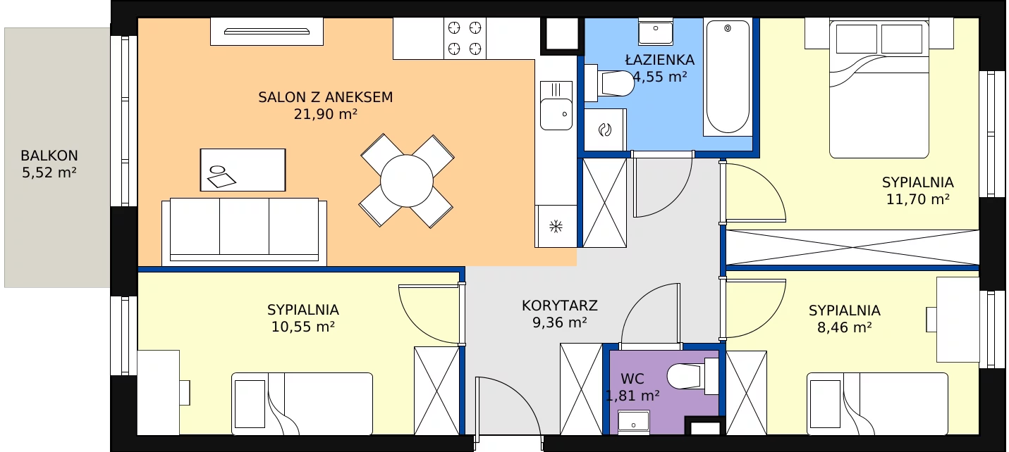 Zalety mieszkania 68.33 m², C2/F/07
