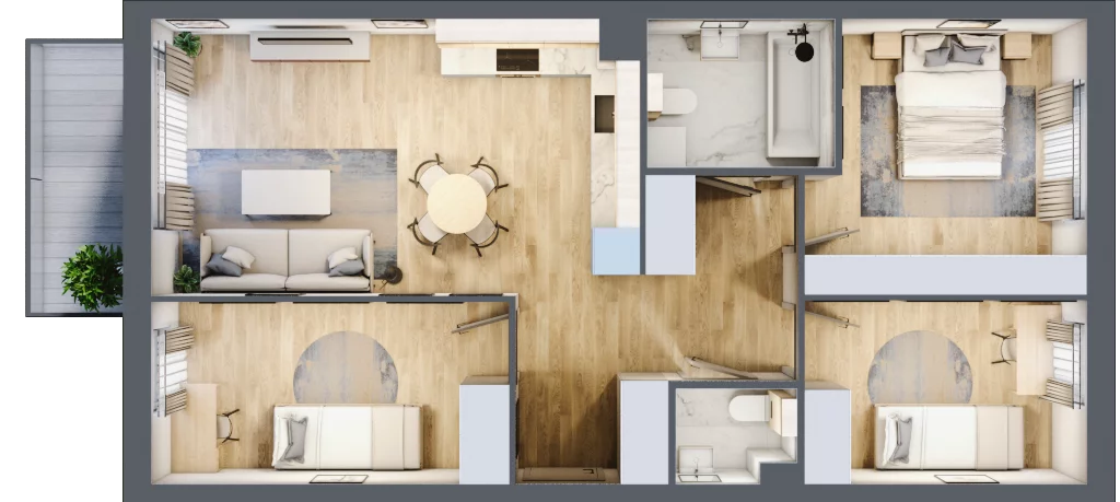 4 pokoje, mieszkanie 68,33 m², piętro 1, oferta nr C2/F/07, Orawska Vita II, Wrocław, Ołtaszyn, Krzyki, ul. Orawska 73