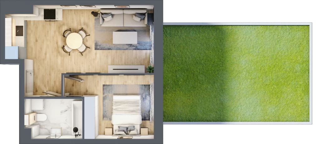 2 pokoje, mieszkanie 38,24 m², parter, oferta nr C2/F/06, Orawska Vita II, Wrocław, Ołtaszyn, Krzyki, ul. Orawska 73