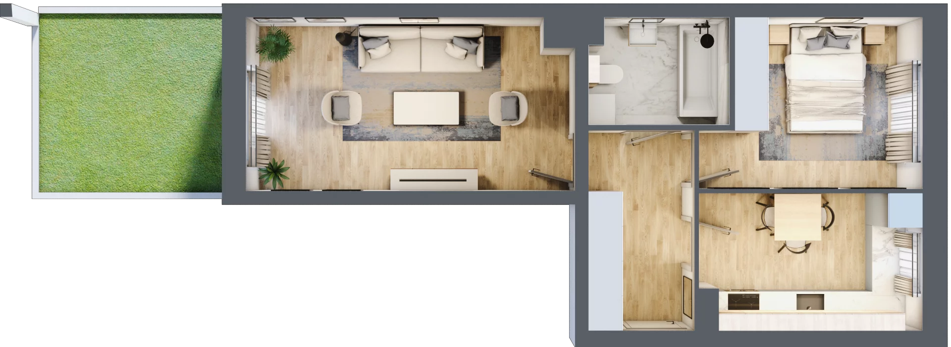 2 pokoje, mieszkanie 48,41 m², parter, oferta nr C2/H/03, Orawska Vita II, Wrocław, Ołtaszyn, Krzyki, ul. Orawska 73