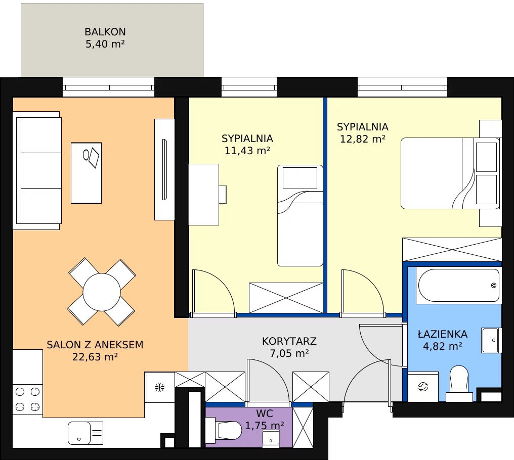 Zalety mieszkania 60.5 m², C2/F/19