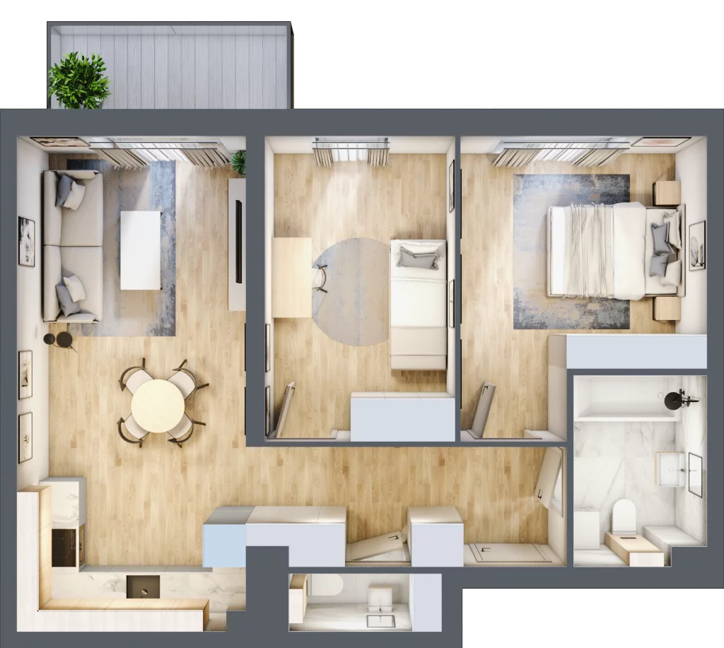 3 pokoje, mieszkanie 60,50 m², piętro 2, oferta nr C2/F/19, Orawska Vita II, Wrocław, Ołtaszyn, Krzyki, ul. Orawska 73