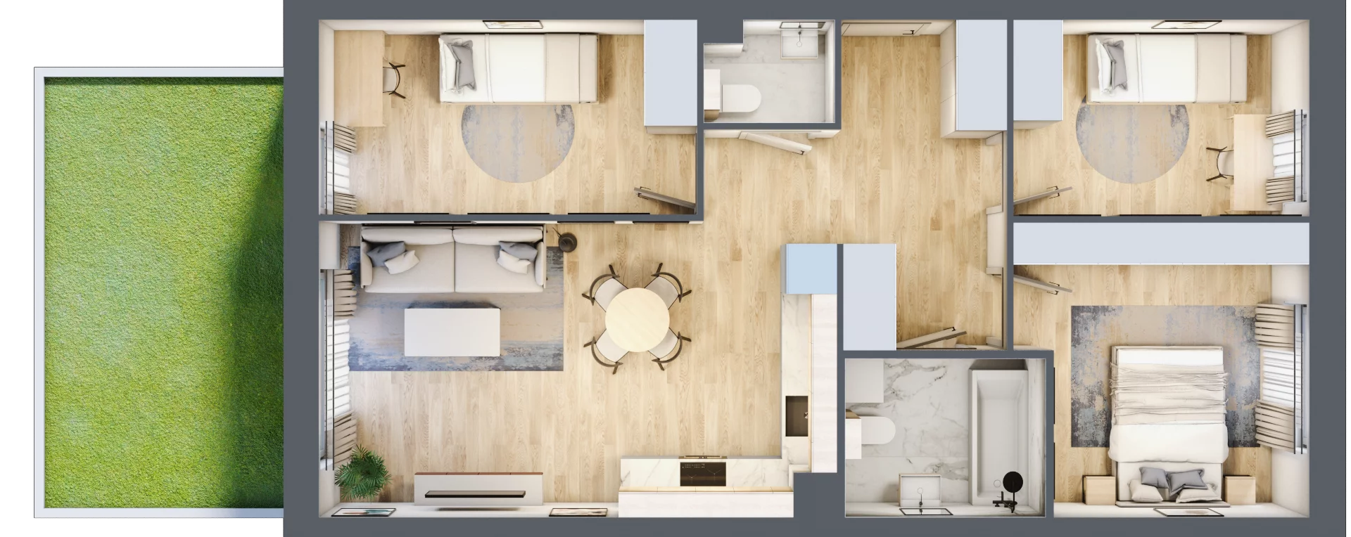 4 pokoje, mieszkanie 68,09 m², parter, oferta nr C2/E/02, Orawska Vita II, Wrocław, Ołtaszyn, Krzyki, ul. Orawska 73