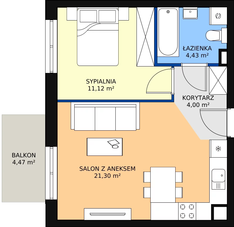 Zalety mieszkania 40.85 m², C2/E/04