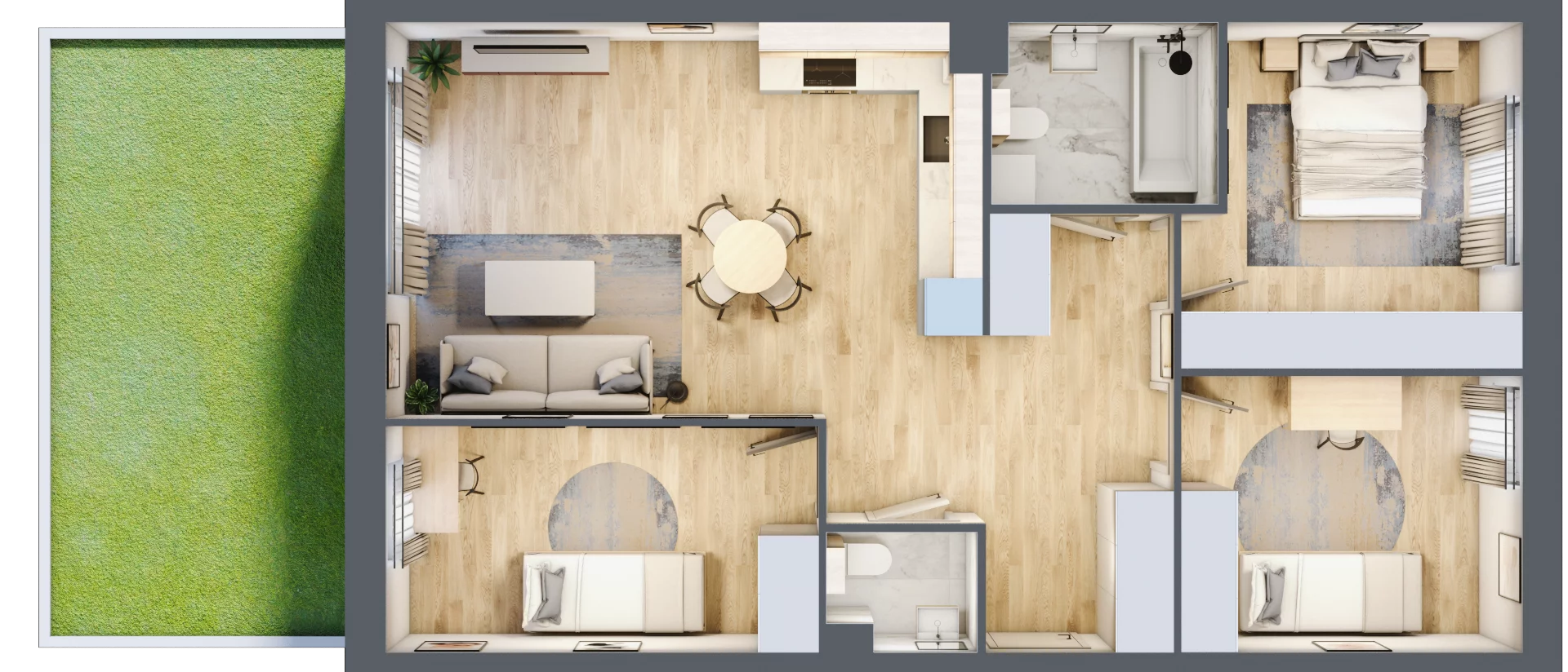 4 pokoje, mieszkanie 75,31 m², parter, oferta nr C2/G/05, Orawska Vita II, Wrocław, Ołtaszyn, Krzyki, ul. Orawska 73
