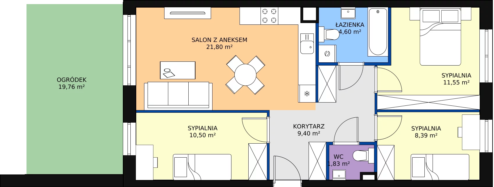 Zalety mieszkania 68.07 m², C2/F/01