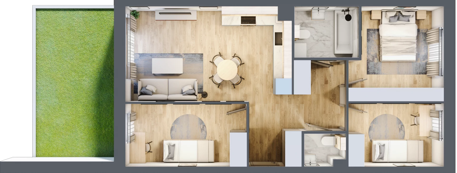 4 pokoje, mieszkanie 68,07 m², parter, oferta nr C2/F/01, Orawska Vita II, Wrocław, Ołtaszyn, Krzyki, ul. Orawska 73