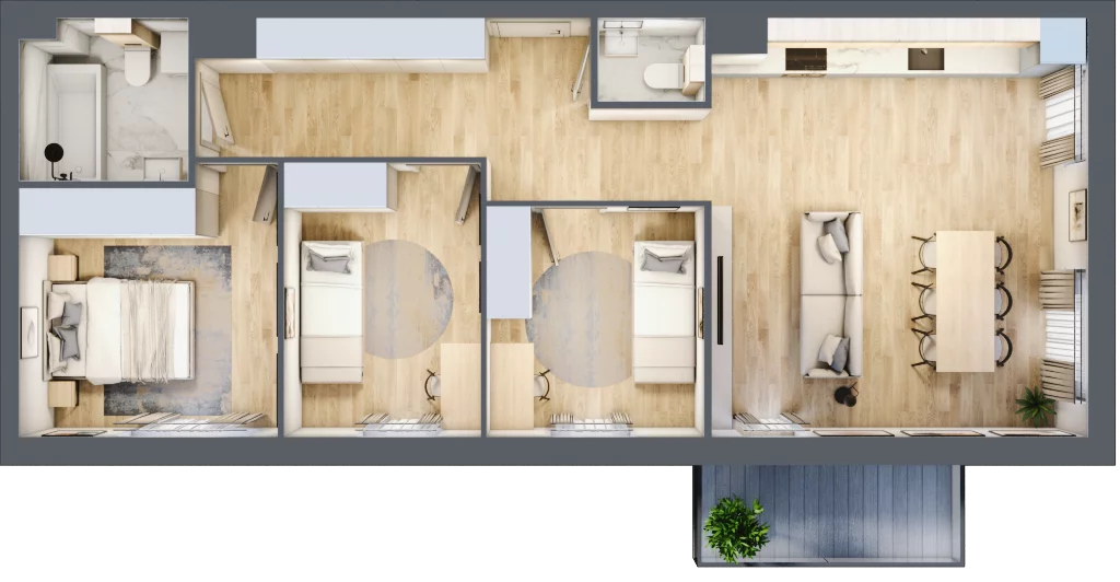 4 pokoje, mieszkanie 74,69 m², piętro 1, oferta nr D1/C/11, Orawska Vita II, Wrocław, Ołtaszyn, Krzyki, ul. Orawska 73
