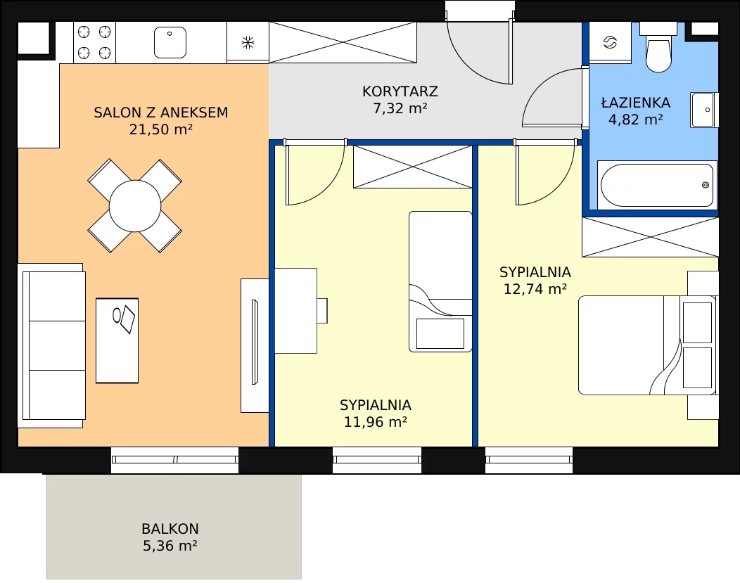 Zalety mieszkania 58.34 m², D1/C/13