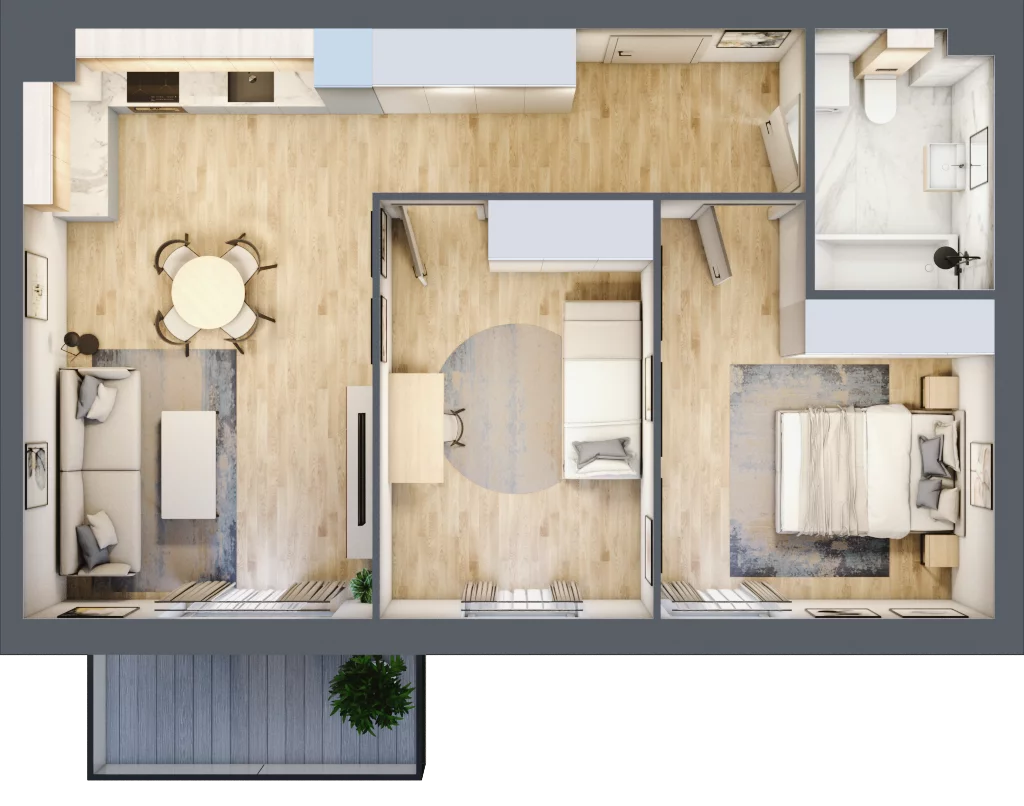 3 pokoje, mieszkanie 58,34 m², piętro 2, oferta nr D1/C/13, Orawska Vita II, Wrocław, Ołtaszyn, Krzyki, ul. Orawska 73