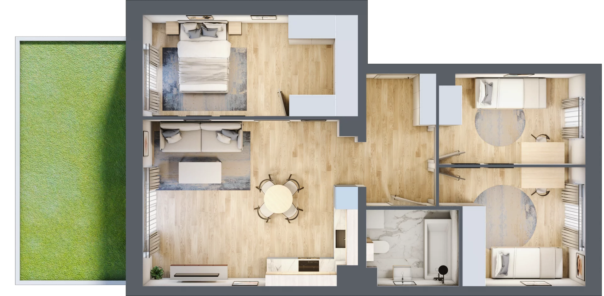 4 pokoje, mieszkanie 73,09 m², parter, oferta nr D1/D/02, Orawska Vita II, Wrocław, Ołtaszyn, Krzyki, ul. Orawska 73