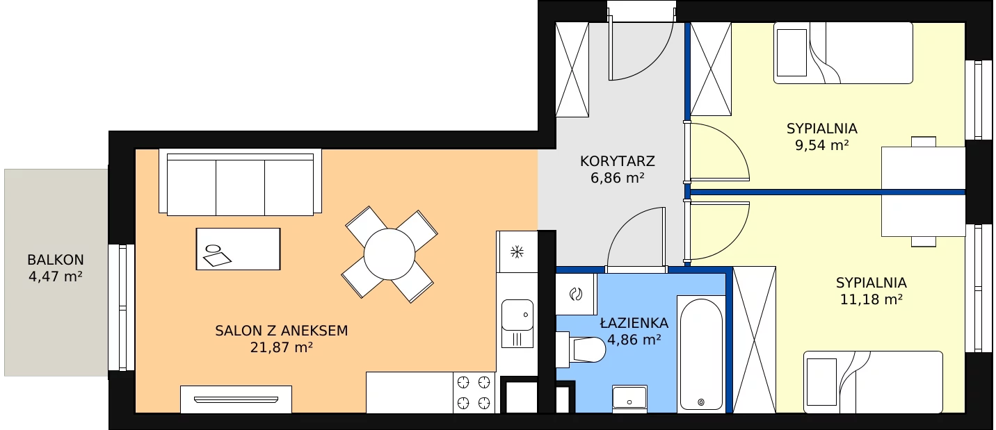 Zalety mieszkania 54.31 m², D1/D/05