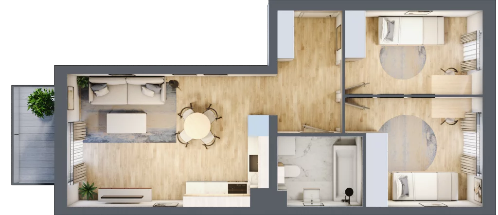 3 pokoje, mieszkanie 54,31 m², piętro 1, oferta nr D1/D/05, Orawska Vita II, Wrocław, Ołtaszyn, Krzyki, ul. Orawska 73