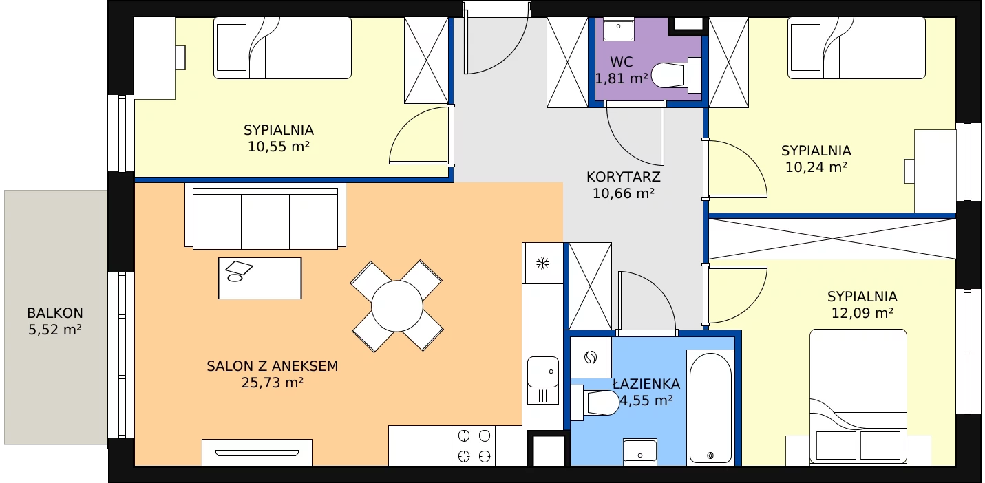 Zalety mieszkania 75.63 m², D1/C/19