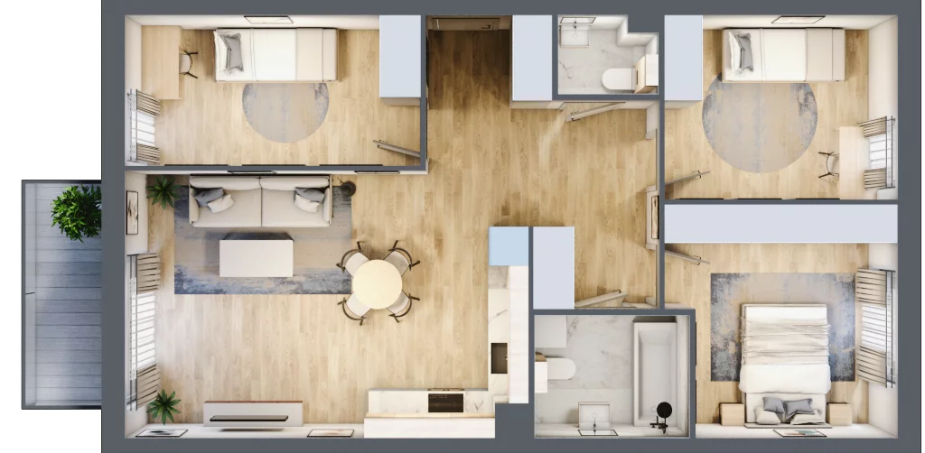 4 pokoje, mieszkanie 75,63 m², piętro 2, oferta nr D1/C/19, Orawska Vita II, Wrocław, Ołtaszyn, Krzyki, ul. Orawska 73
