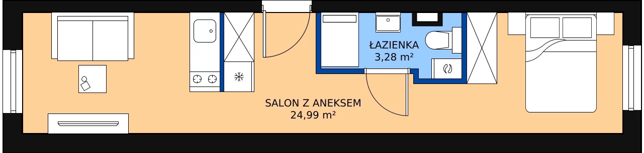 Zalety mieszkania 28.27 m², D1/C/12