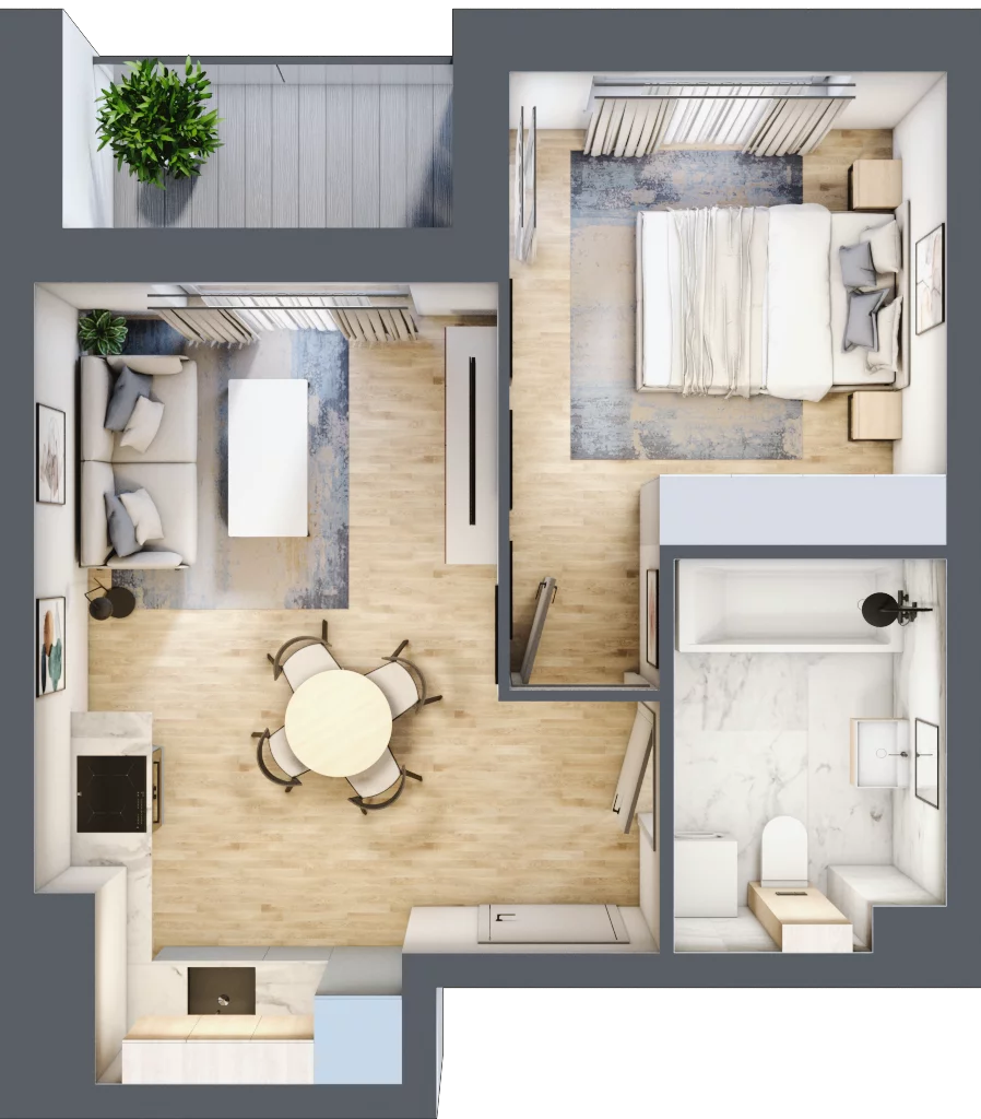 2 pokoje, mieszkanie 33,65 m², parter, oferta nr D1/C/02, Orawska Vita II, Wrocław, Ołtaszyn, Krzyki, ul. Orawska 73