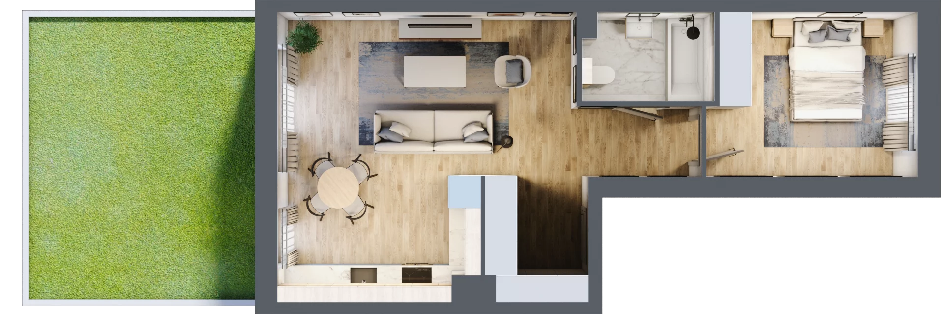 2 pokoje, mieszkanie 48,23 m², parter, oferta nr D1/A/03, Orawska Vita II, Wrocław, Ołtaszyn, Krzyki, ul. Orawska 73
