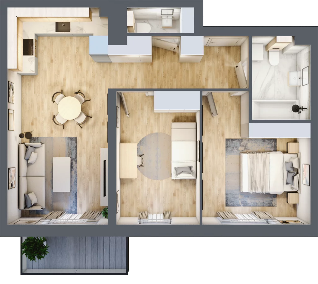 3 pokoje, mieszkanie 60,50 m², piętro 2, oferta nr D1/C/14, Orawska Vita II, Wrocław, Ołtaszyn, Krzyki, ul. Orawska 73