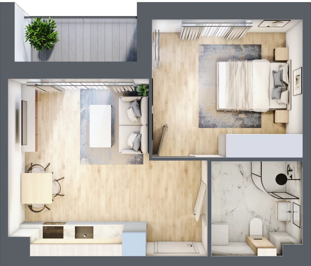 2 pokoje, mieszkanie 38,27 m², parter, oferta nr D1/C/03, Orawska Vita II, Wrocław, Ołtaszyn, Krzyki, ul. Orawska 73