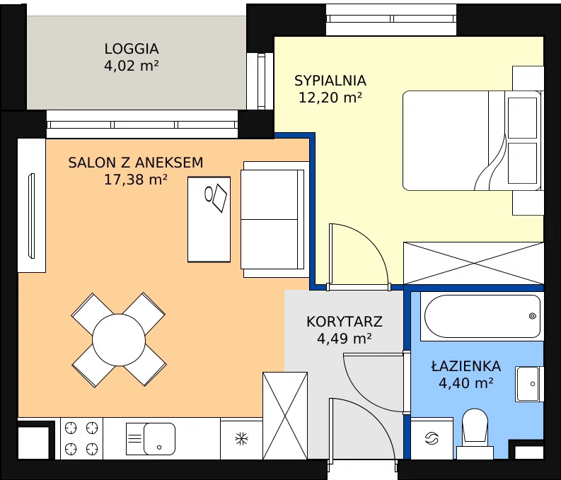 Zalety mieszkania 38.47 m², D1/C/04