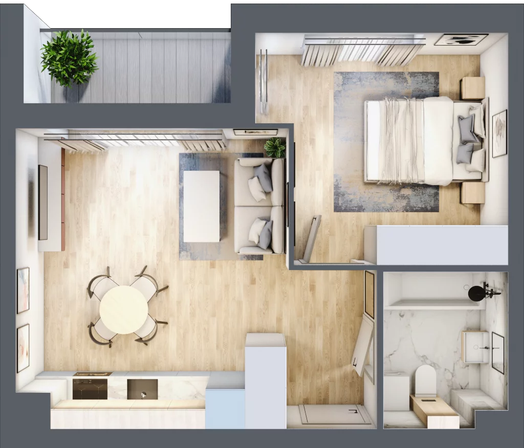 2 pokoje, mieszkanie 38,47 m², parter, oferta nr D1/C/04, Orawska Vita II, Wrocław, Ołtaszyn, Krzyki, ul. Orawska 73