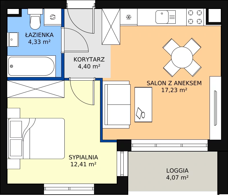 Zalety mieszkania 38.37 m², D2/F/09