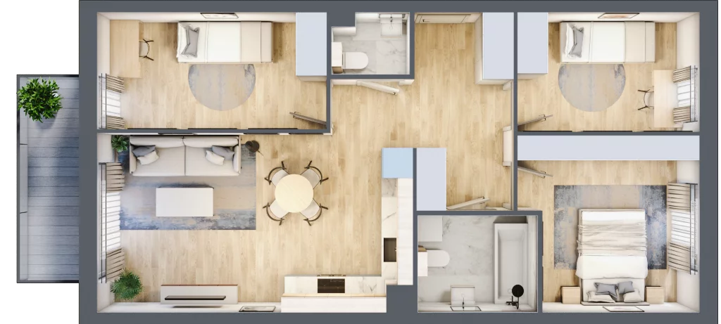 4 pokoje, mieszkanie 68,35 m², piętro 2, oferta nr D2/E/08, Orawska Vita II, Wrocław, Ołtaszyn, Krzyki, ul. Orawska 73