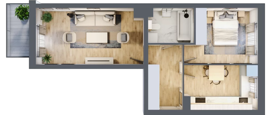 2 pokoje, mieszkanie 48,34 m², piętro 2, oferta nr D2/E/06, Orawska Vita II, Wrocław, Ołtaszyn, Krzyki, ul. Orawska 73