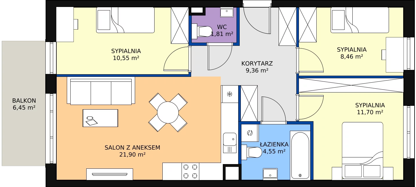 Zalety mieszkania 68.35 m², D2/E/05
