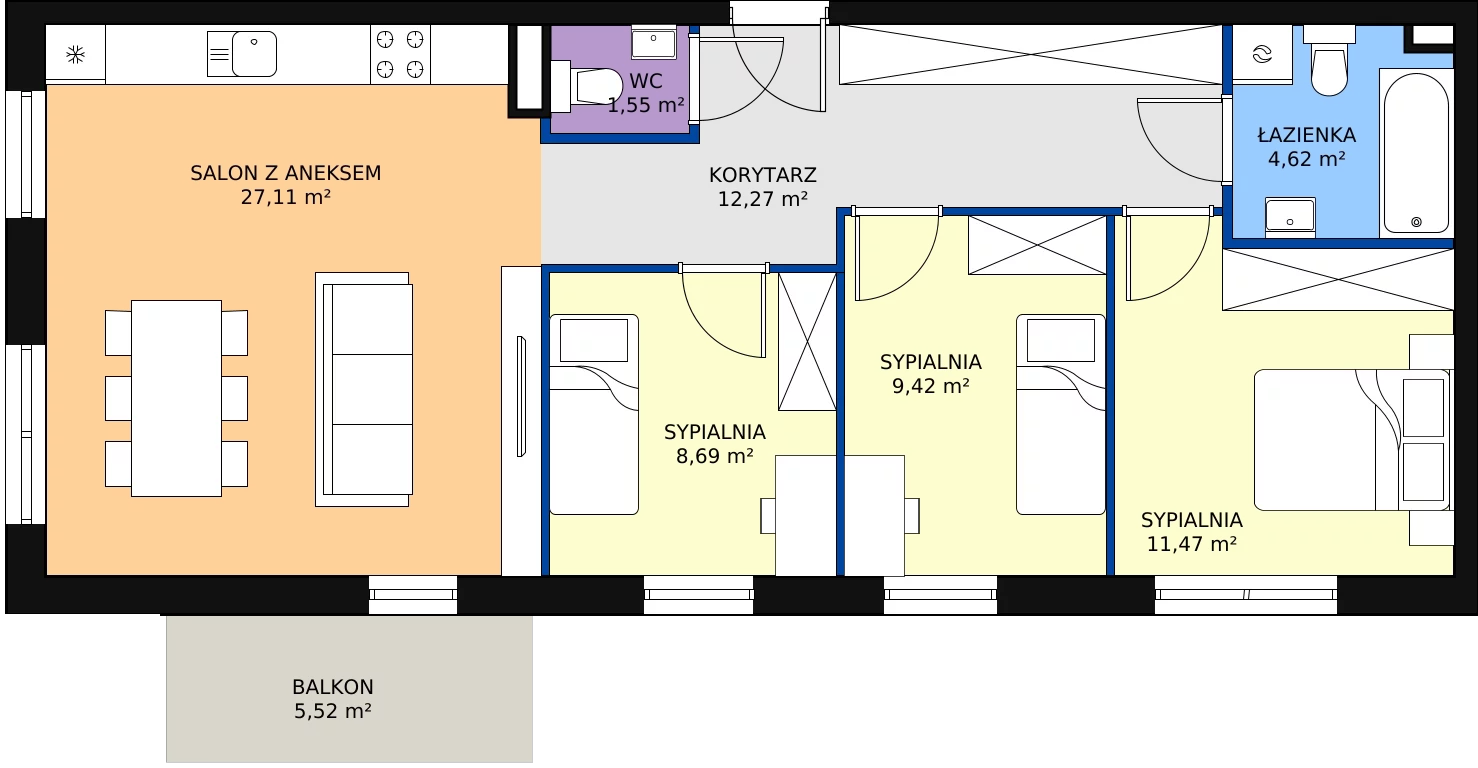 Zalety mieszkania 75.13 m², D2/F/08